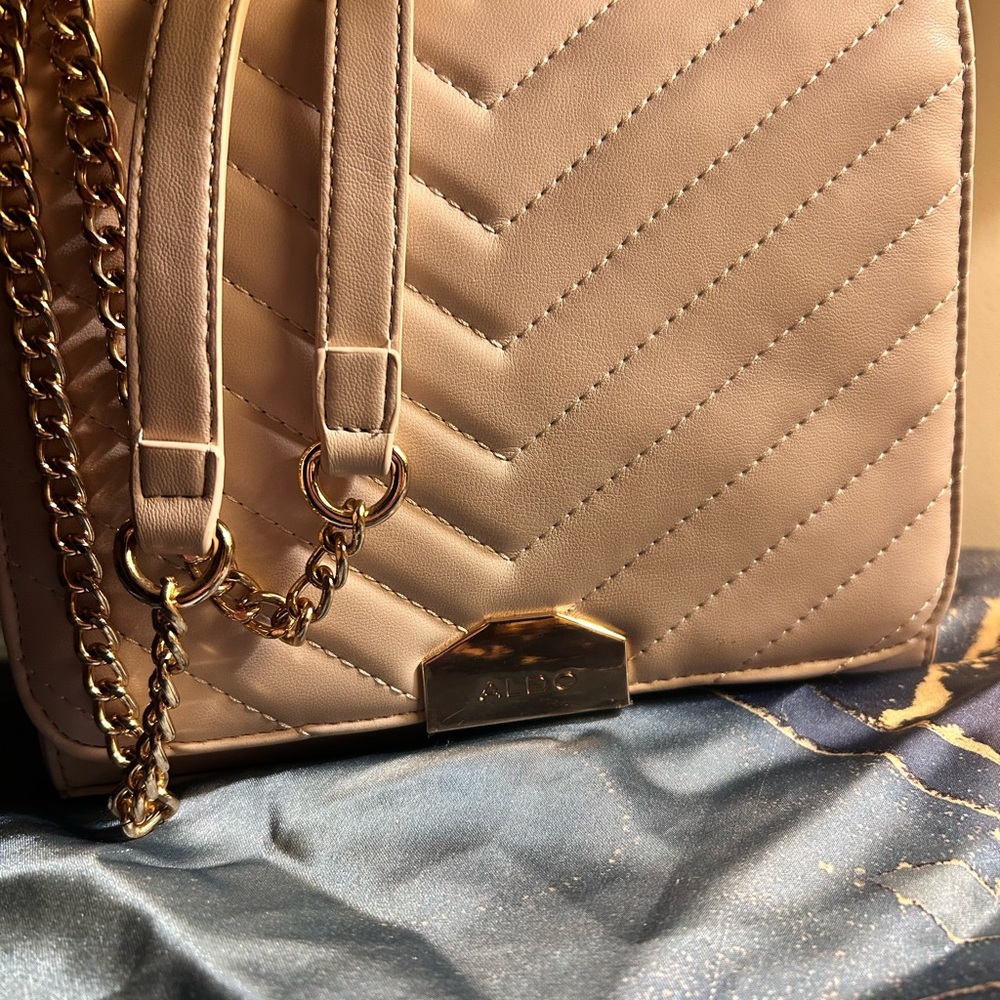 Aldo Cream Quilted Crossbody Bag